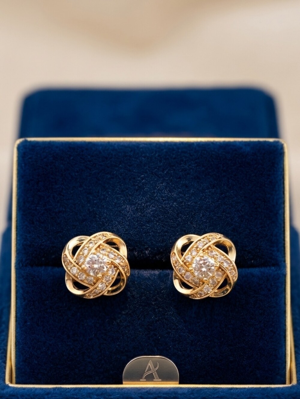Gold Zirconia Knot Earrings
